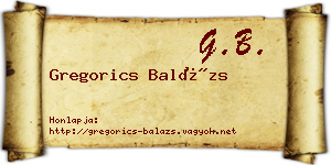 Gregorics Balázs névjegykártya