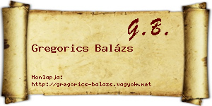 Gregorics Balázs névjegykártya
